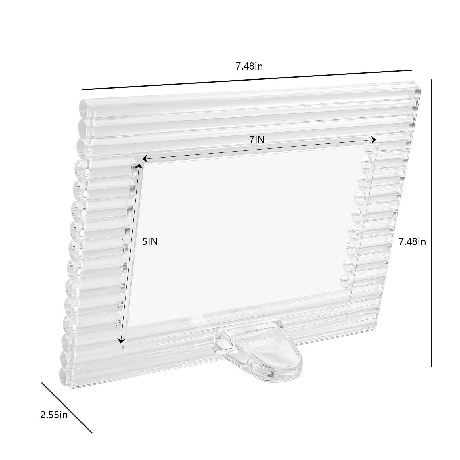 kitCom Kristall-Bilderrahmen, 12,7 x 17,8 cm, für Andenken, Fotorahmen, Hochzeit, Tischdekoration, für Fotos à 12,7 x 17,8 cm, transparent, mit Geschenkbox