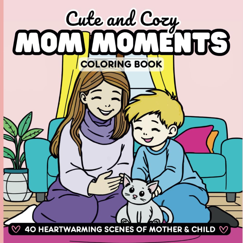 Cute and Cozy Mom Moments Coloring Book: Heartwarming Scenes of Mother and Child with Hygge Vibes for Relaxation, Mindfulness and Stress Relief | Mother’s Day Gift