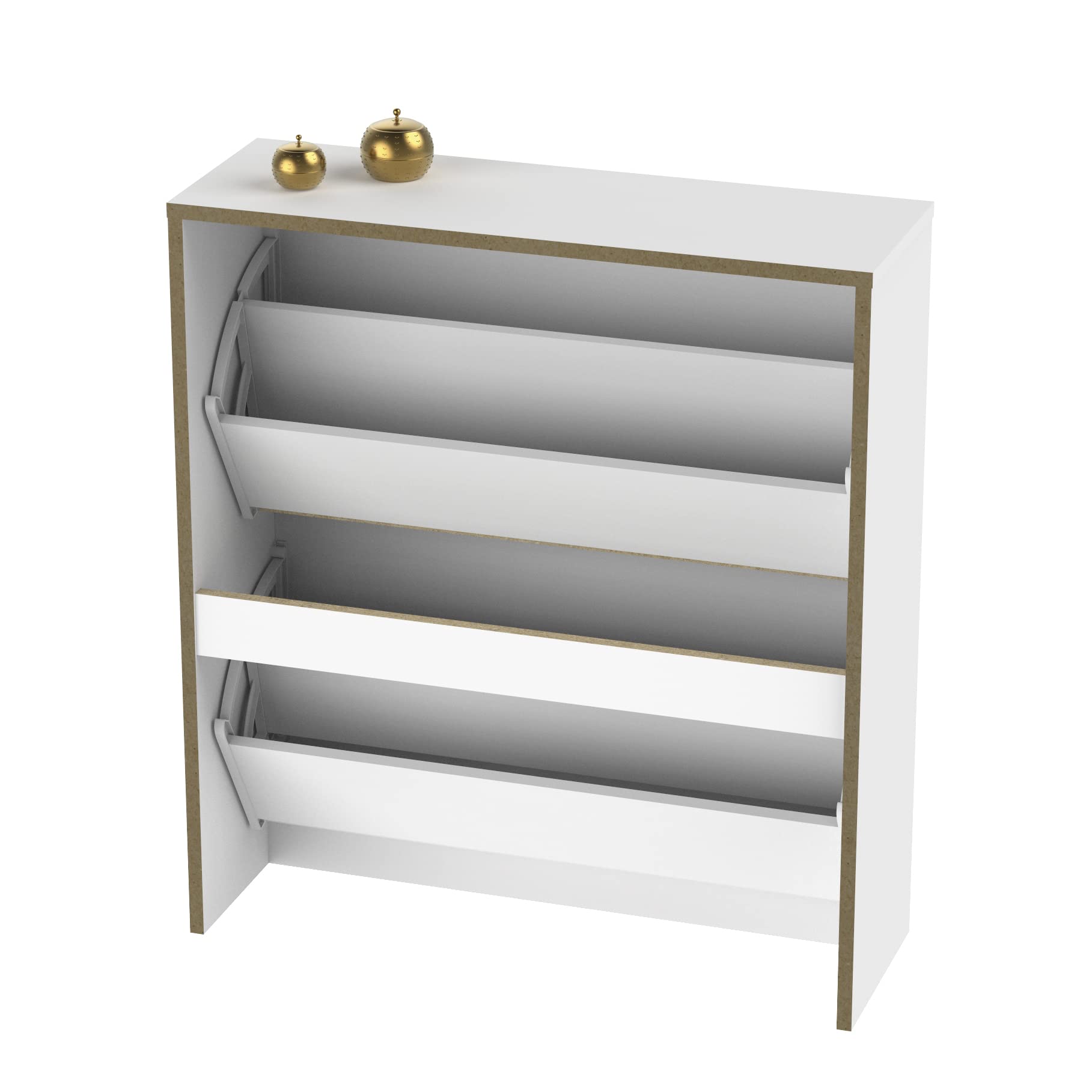 MUEBLES PITARCH | Zapatero Recibidor Mueble Auxiliar Estrecho 2 Puertas para Entrada Blanco, 12 Pares de Zapatos, 82x74x25cm, Colección Tibet