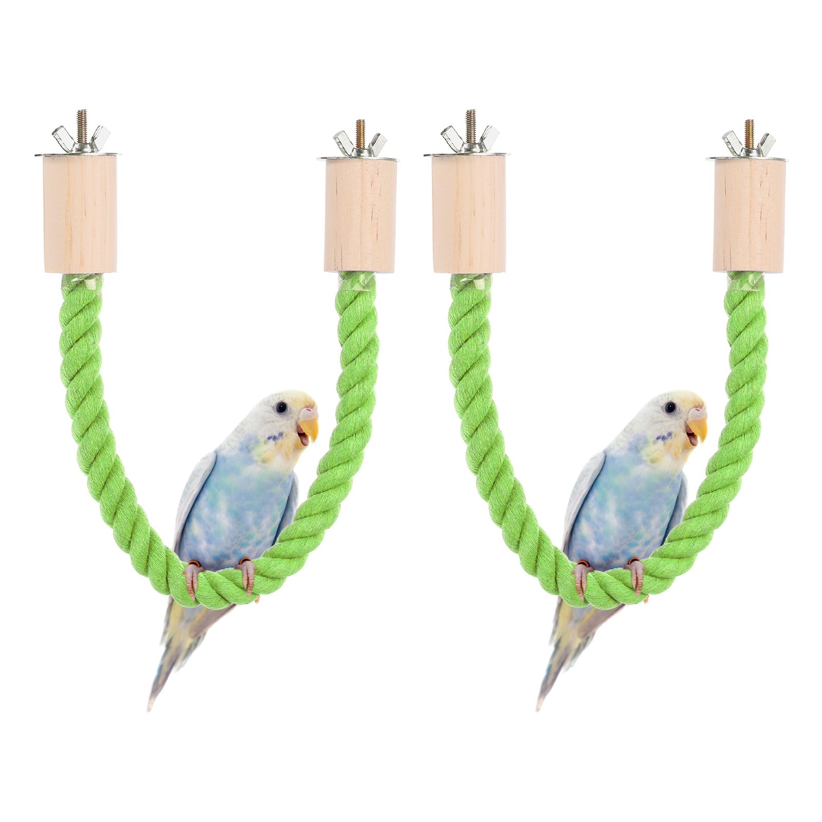 sourcing map 2 Pcs Bird Rope Perch Swing, Stand Rope Perch Standing Pole Accessory Climbing Swing Paw Grinding 55cm / 22 Inch, (Light Green) Intended for Parrot/Parakeet/Budgies/Cockatiels