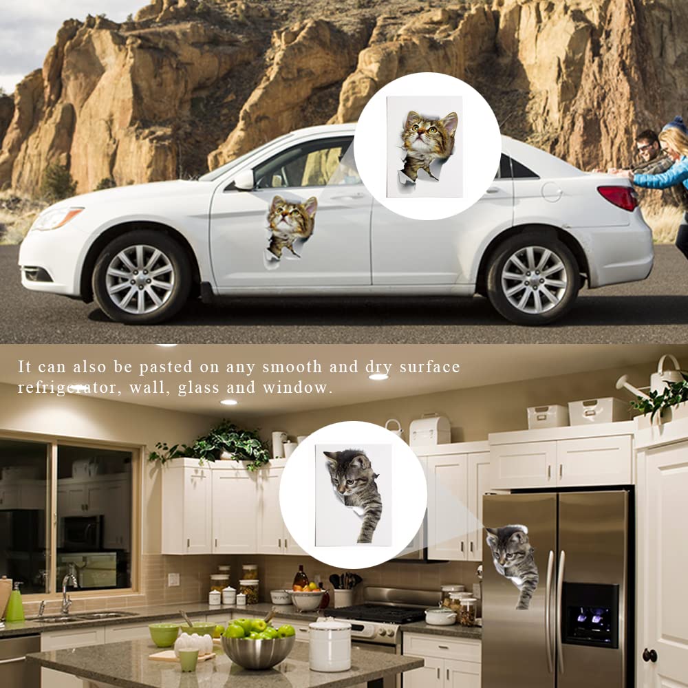 12 Stück 3D Katzen Aufkleber für die Wand, Wandtattoo Katzen 3D Sticker Wand Niedliche Katzenaufkleber Selbstklebend für Kühlschrank Wohnzimmer Schlafzimmer Wanddekoration (cat-001)