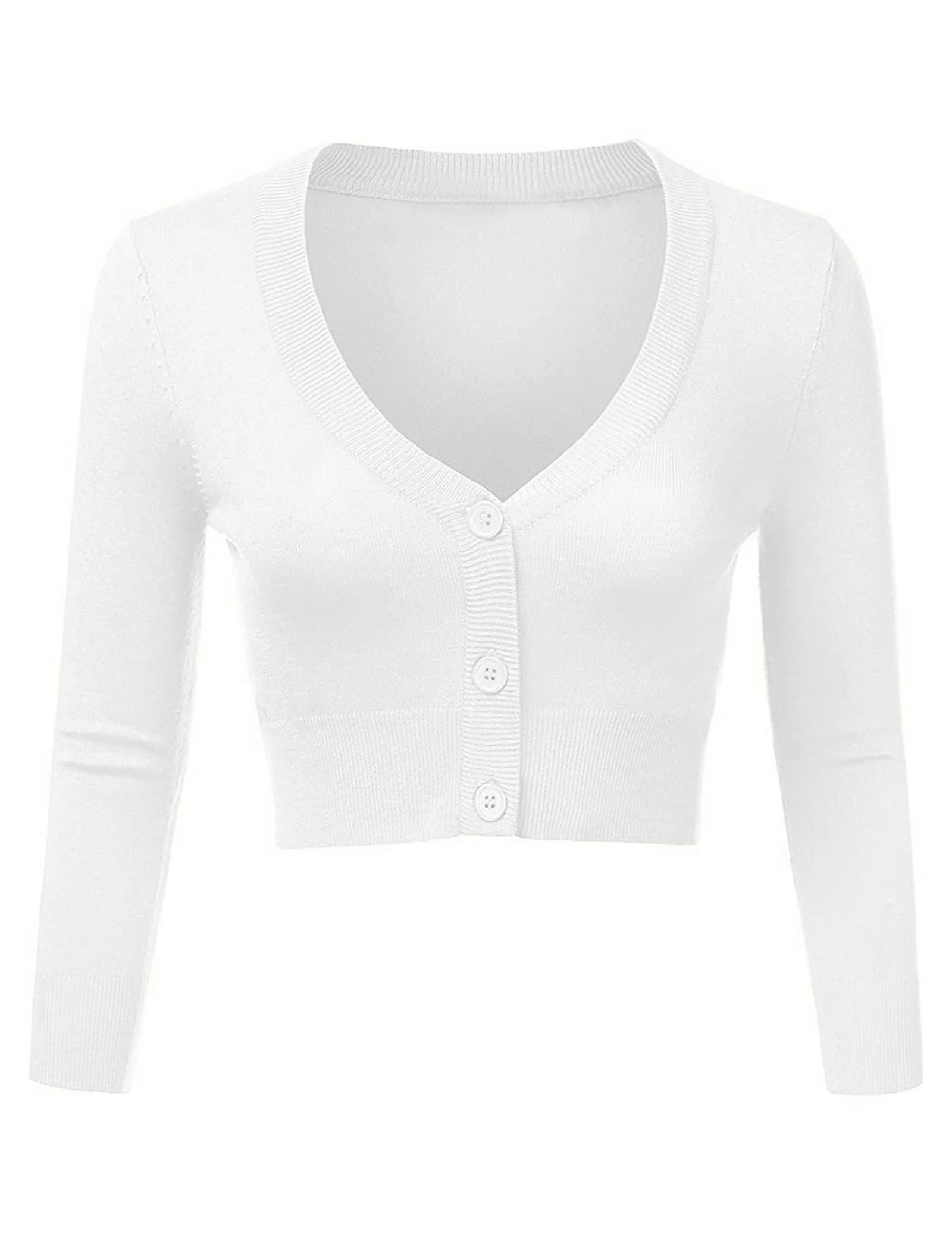 Irevial Bolero Damen Langarm Kurze Strickjacke V-Ausschnitt Knopf | Strick, Weich, Open Front, V Ausschnitt, Casual Shrug, für Casual Freizeit