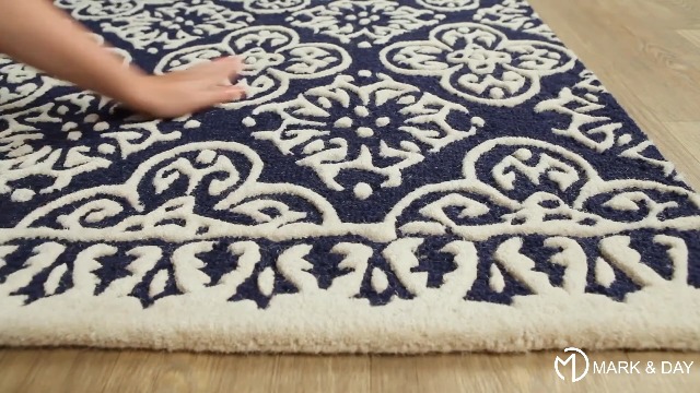 Amazon.com: Mark&Day Wool Rugs, 9x12 Zorgvlied Global Navy Area