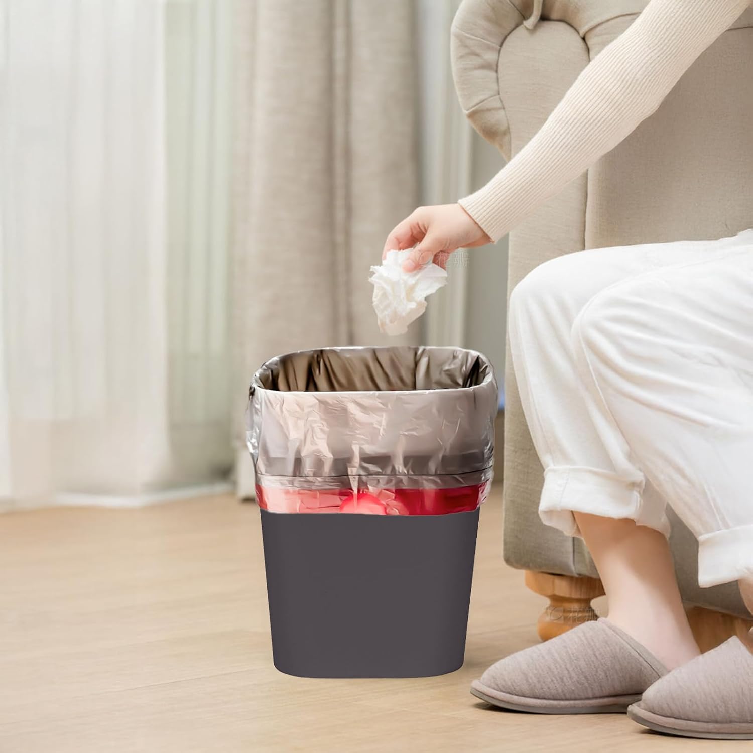 Trash Can - Small Waste basketbin - 1.8 Gallon- for Office,Home,Bathroom,Kitchen - Coffee Color