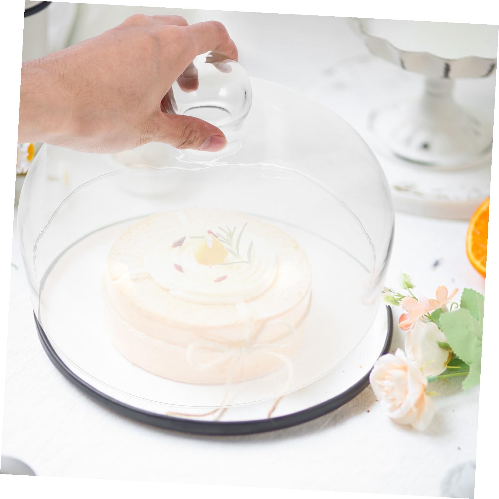 Cubierta de Vidrio para Pasteles y Postres Asa Cómoda, Protección Transparente para Mantener la Comida Limpia y Hogar