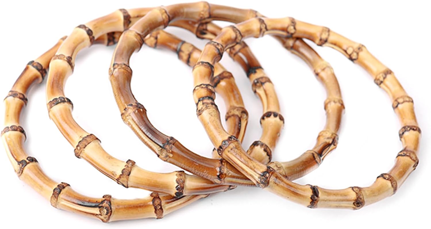 QTMY 4 Pack Round Bamboo Bag Purse Handle for Handbag Tote Bag Purse Making Supplies,01 - Image 8