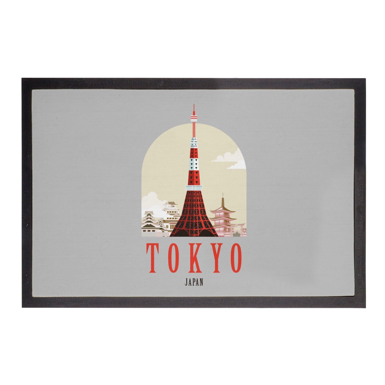 Paillasson gris Tokyo Japan 60x40cm tapis de porte illustration Japon