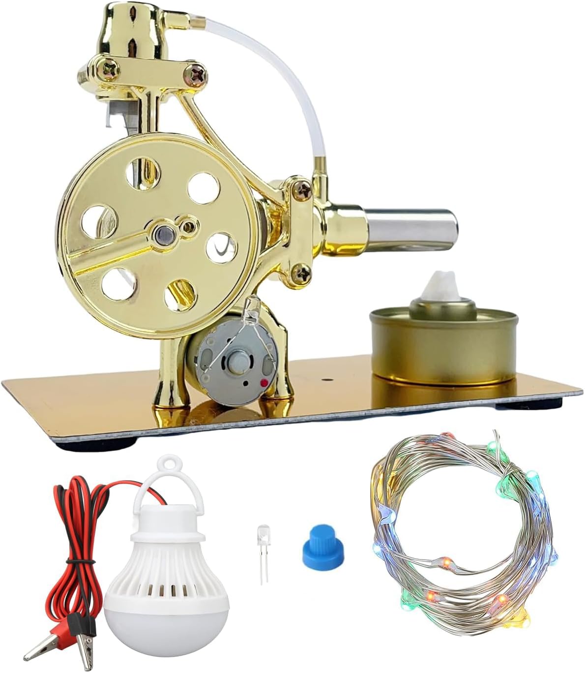 MagicTech Hot Air Stirling Engine Motor Metal Physics Electricity Power Cylinder Education Model JY44