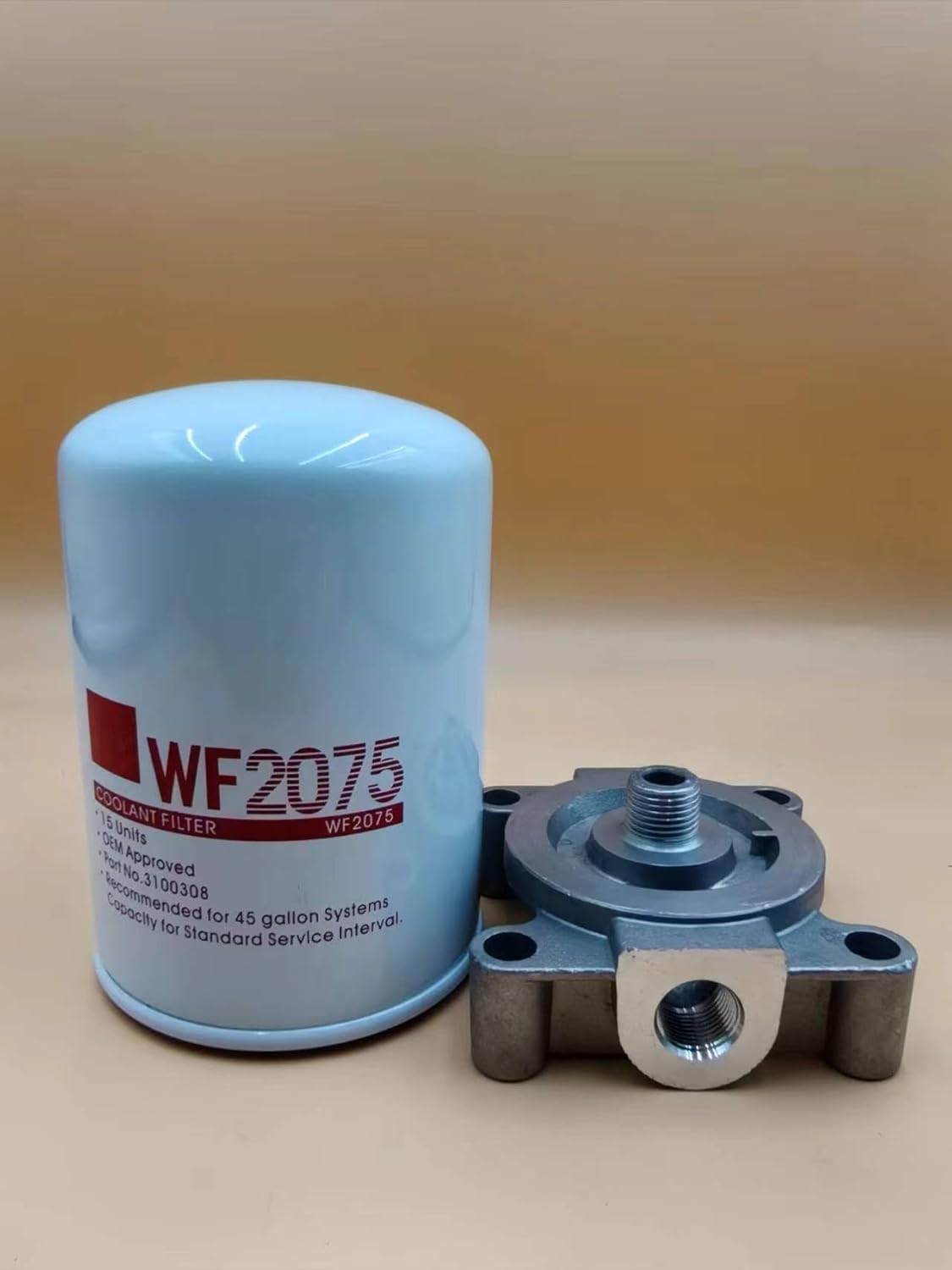 WF2075 DCA4 Water coolant filter Spin-On Compatible with Cummins ISM11 Peterbilt Series 60 Engine,Thread Size 11/16-16 UN-2B (WF2075 filter with base)