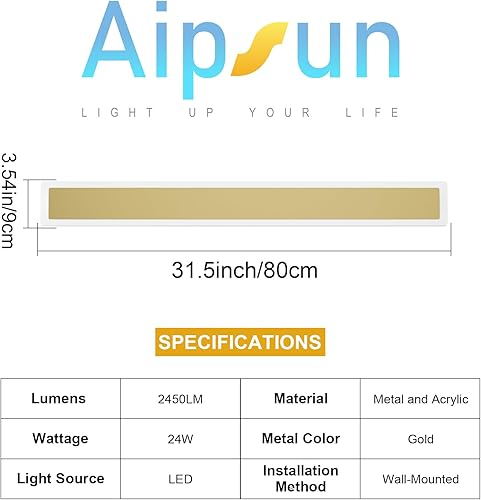 Vista 50 de Paquete de 2 luces para exteriores, moderna lámpara de pared para exteriores, tira larga, aplique de pared LED IP65, luz cálida antioxidante, 3000