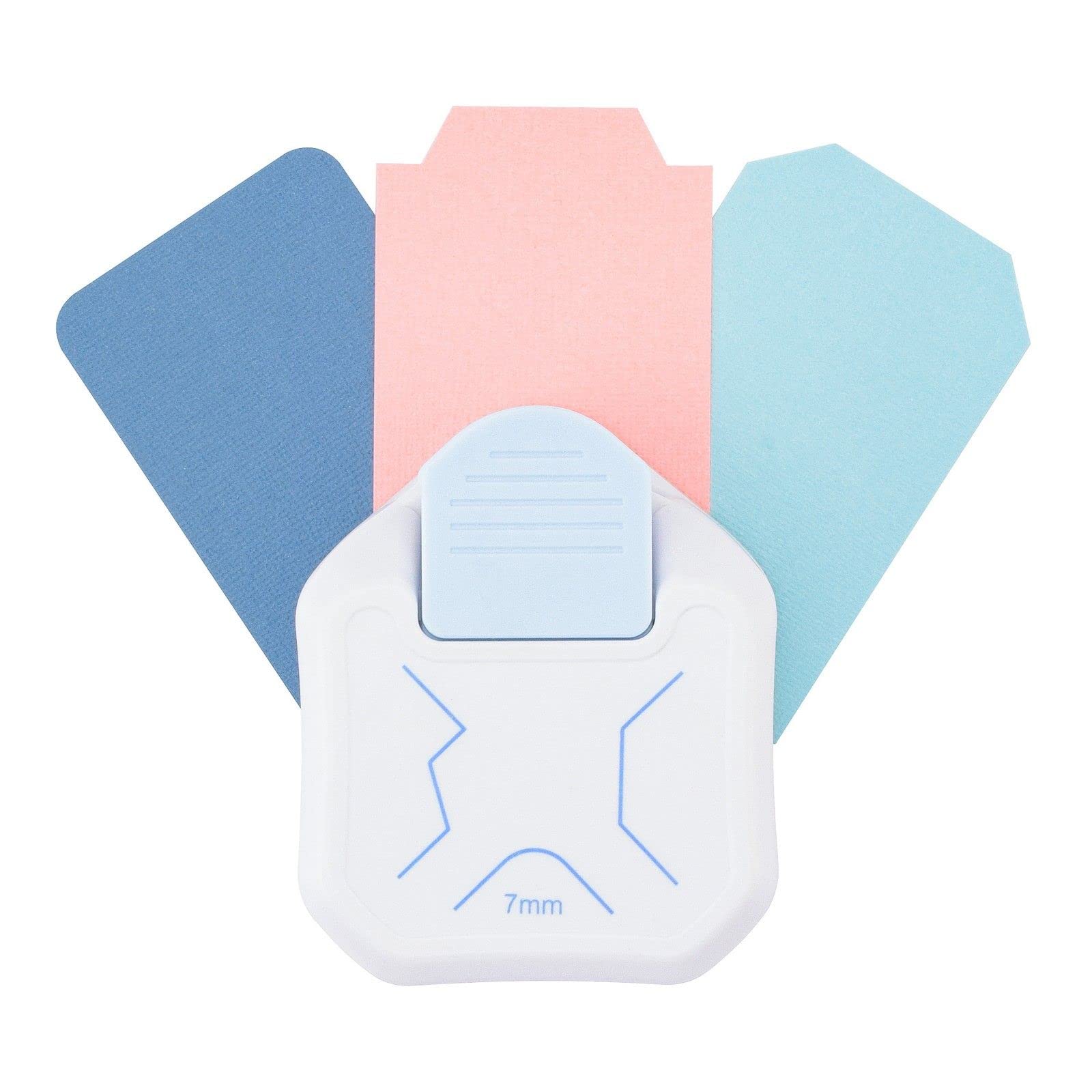 Vaessen Creative 3-in-1 Journal Punch-Card Making Supplies-Corner Cutter for Tabs, Labels, Scrapbooks, Planners and Crafting, White-Blue, ø7 mm