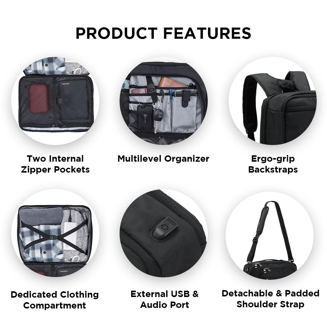 HARISSONS Metro 15.6 Inch Messenger Laptop Bag for Men & Women | with Detachable Shoulder Straps & External USB Port (Black) 4