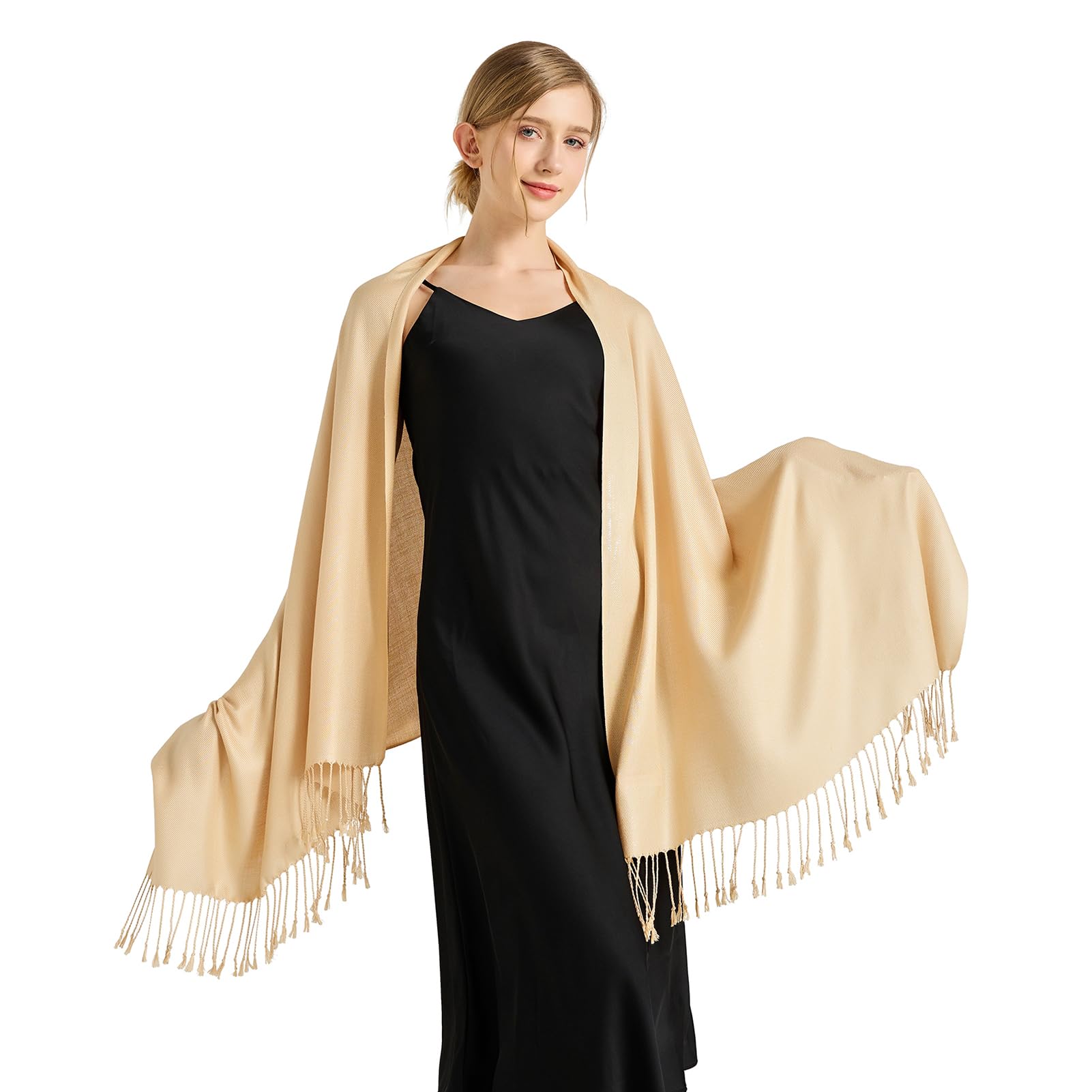 Pashmina Schal Damen Stola, Brautjungfer Hochzeitsschale, Schultertuch für Abendkleider & Hochzeit - Weich & Elegant Umschlagtuch mit Fransen - Gefühl für Ganzjahr