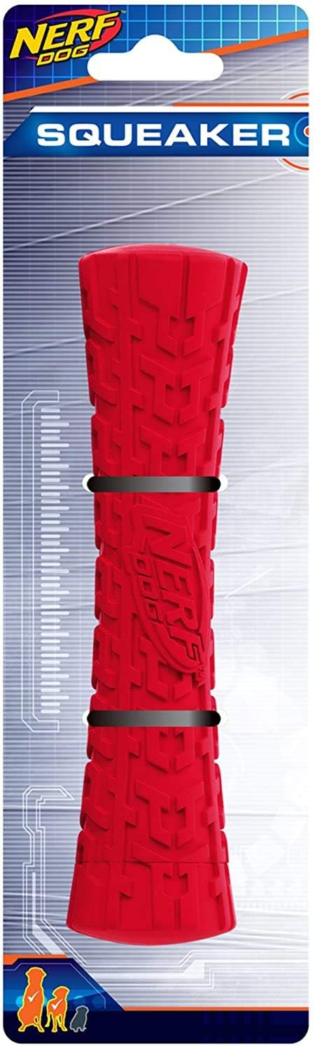 Nerf Dog Tire Squeak Stick Dog Toy, Red, Medium to Large