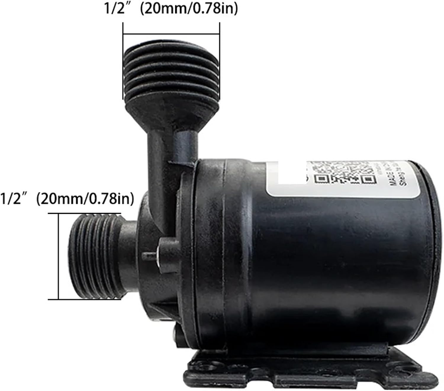 Ultra-quiet DC 12V 24V 5M Head 800L/H Brushless Motor 1/2 "submersible Shower Booster Pump Available with EU Adapter Brass Joint(24V DC Connector,Pump)