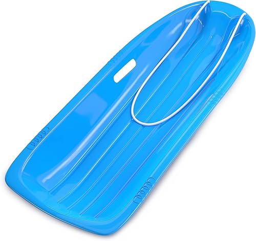 Miniatura 89 de AGPTEK Trineo de nieve duradero de 35/47 pulgadas para niños, niñas y adultos, con asas integradas y cuerda de tracción