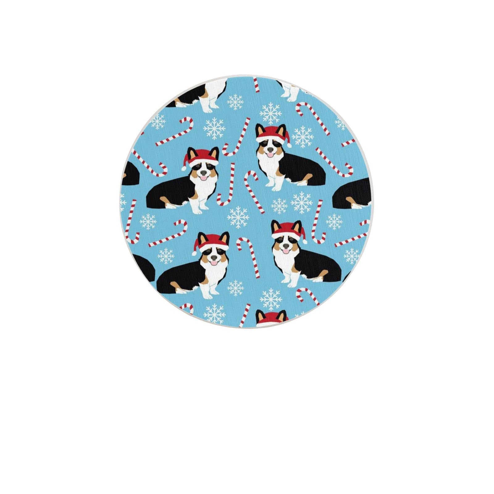 Corgi Christmas Six Piece Coaster Heat-Resistant Reusable Saucers for Drinks Wine Glasses Plants Cups Mugs