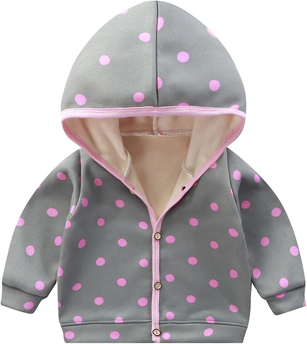 Newborn Baby Cute Pattern Jacket Cotton Warm Striped Coat Hooded Padded Long Sleeve Button Down Cozy Tops Lined Coats