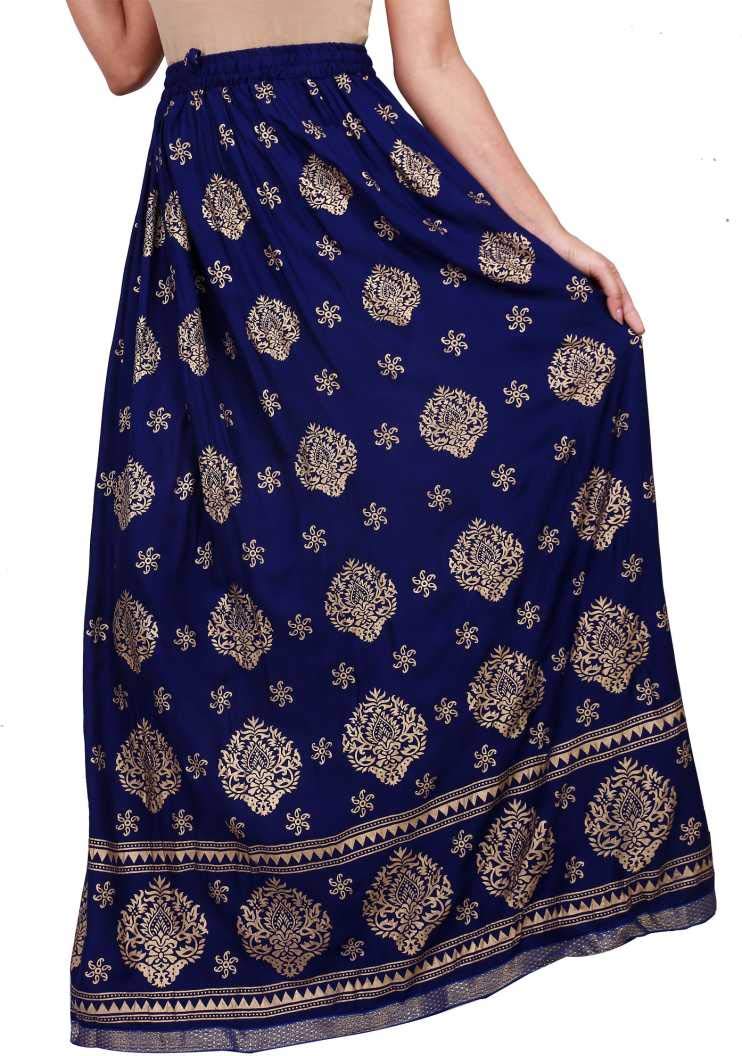 KURTISKIRTS Women and Girls Cotton Long Skirt Printed-Dark Blue-image-21