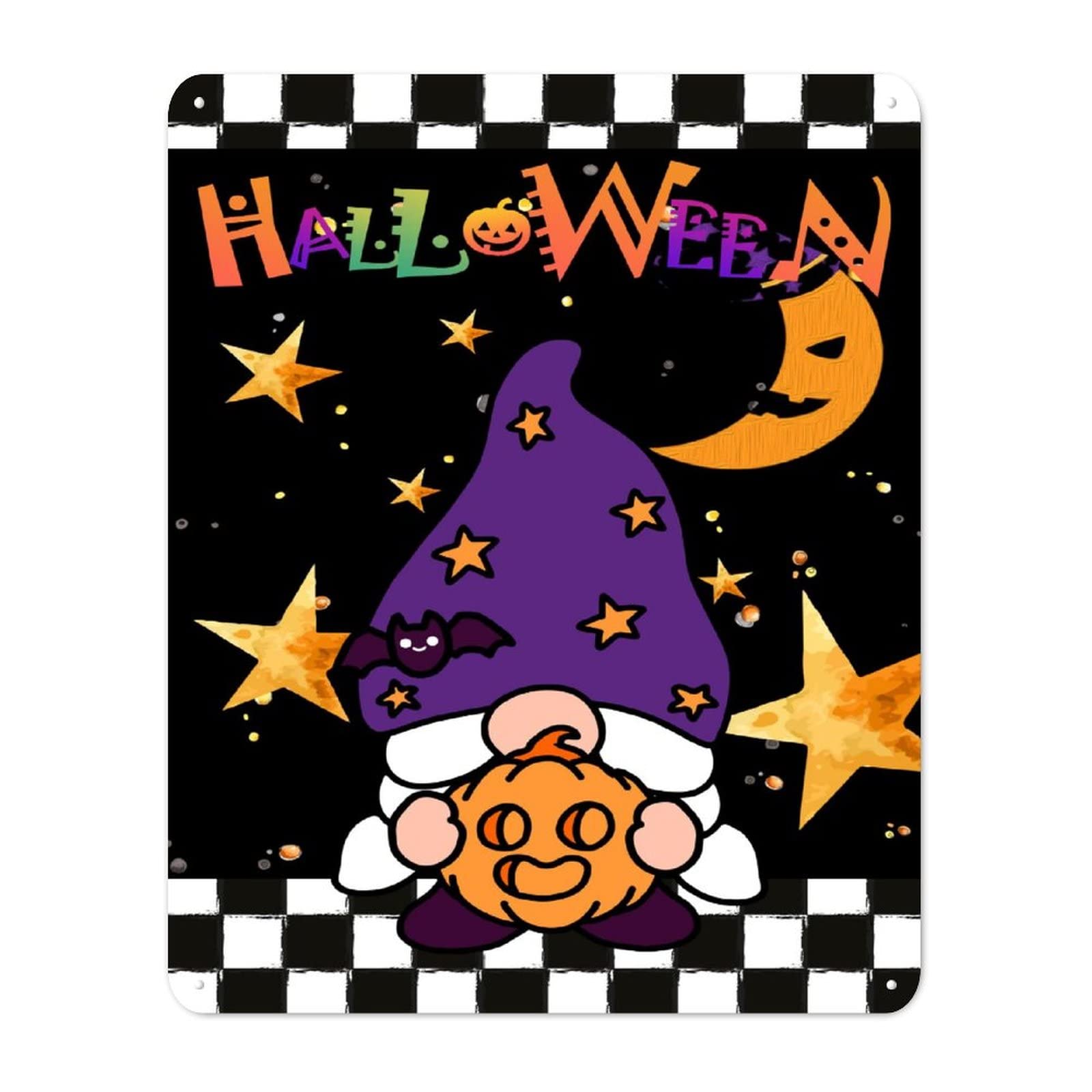 Plaque en étain Halloween durable et antirouille, décoration murale en métal 30,5x40,6 cm