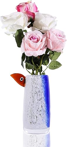 OISEGOP Jarrón único para mesa de flores, decoración elegante del hogar, decoración divertida de oficina, jarrón de cristal soplado a mano,