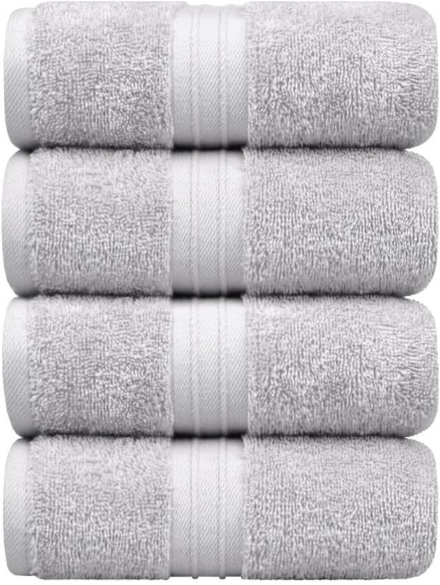 Hand Towels Pack of 4-100% Cotton & Luxury, Large (16"x 28") Absorbent, Thick, Cozy - Versatile, Perfect as Hotel Towel, Hand Towels for Bathroom - Silver Gray - Image 2