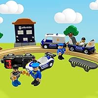 Vista 28 de Juego de trenes magnéticos y autos de madera, accesorios de tren para niños pequeños de 3 a 5 años, juegos de trenes de madera para niños de 3 a 4 a