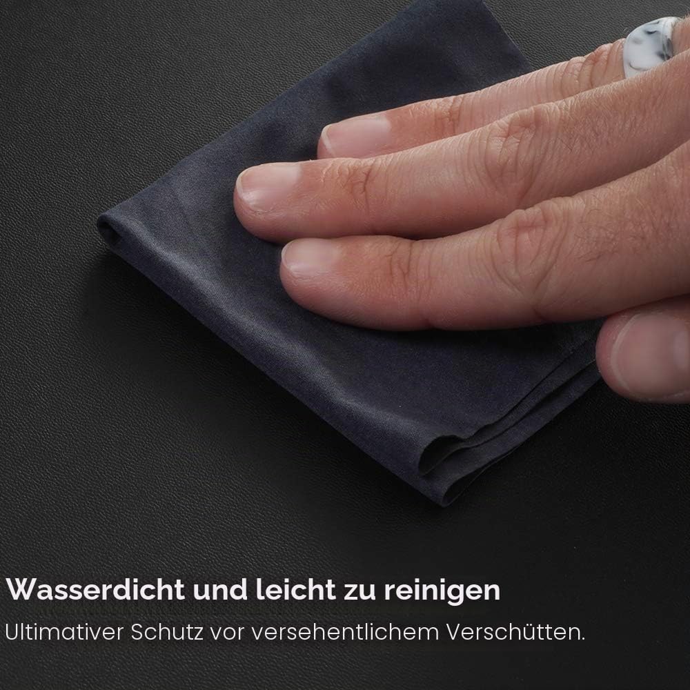 Con-Tact Brand XL Eck-Schreibtischunterlage, wasserdicht, rutschfest, PU-Leder, großer Eck-Computer-Arbeitsplatzschutz, Mauspad, Gaming-Pad, 91,4 x 40,9 cm, L-Form, doppelseitig (schwarz)