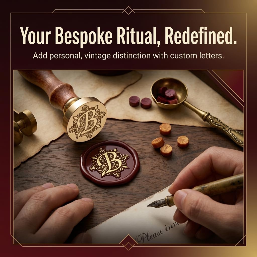 Initial Alphabet Wax Seal Stamp B, Vintage Wax Seal Stamp Letter with Removable Brass Head and Wooden Handle, Classic Retro Sealing Wax Stamp for Wedding Invitations, Greeting Cards
