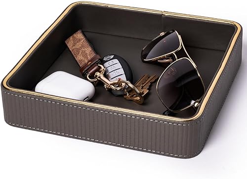 Cuenco para llaves para mesa de entrada, cuenco de cuero para atrapar todos, plato para llaves para mesa de entrada, bandeja EDC para llaves,