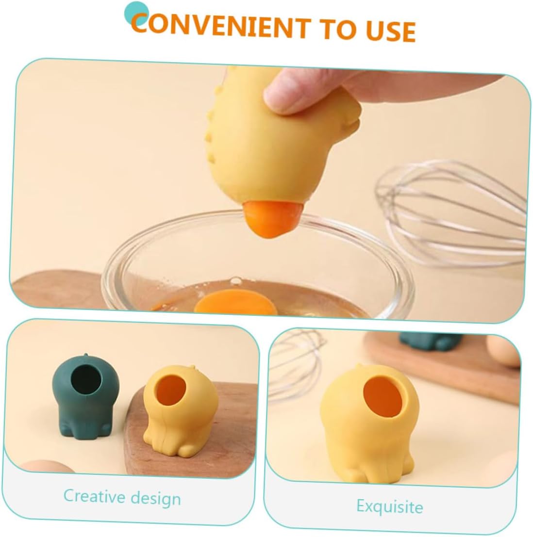 STOBAZA 2Pcs Silicone Egg Separator Supple Safe Egg Yolk Divider for Cooking Easy to Use Kitchen Tool Lightweight and Convenient White Separator for Baking and Meal Prep