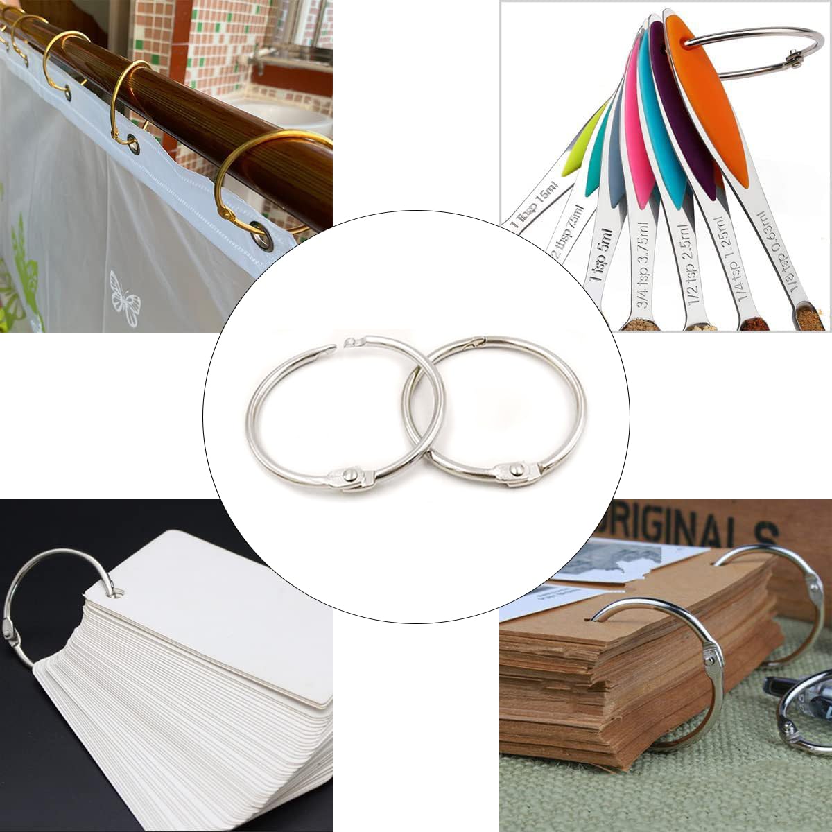 10 Anillos Metálicos De 8 Cm De Diámetro Para Cortinas, Llaveros O Organizar - Color Plata, Con Apertura Fácil, Resistentes Hasta 10 Kg
