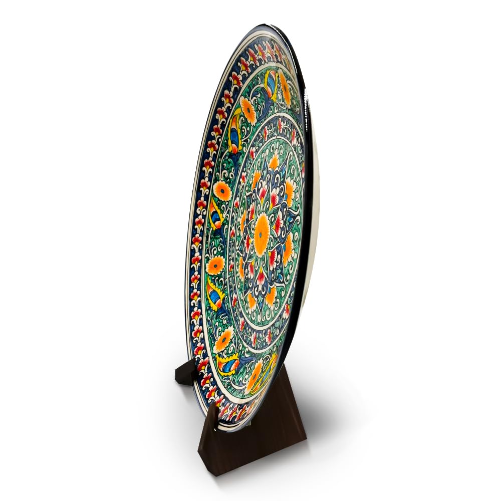 KaraKalam R2 Lagan Ljagan Teller Rishtan Rischtan Handarbeit Keramik Plate Handgemalt Keramikteller Oriental Kazan Schale (42 cm)