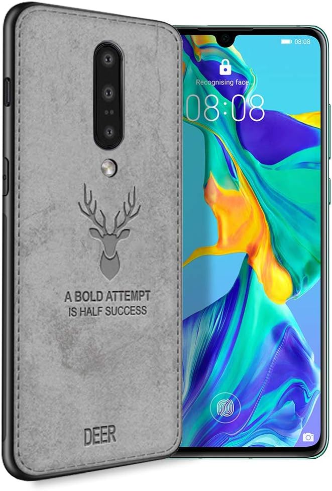 Teeyee Oneplus 7 pro Case, Fully Protective Design shockproof TPU Bumper Washable Cloth Back Dual Protection Cover for Oneplus 7 pro(2019 Release)(Grey)