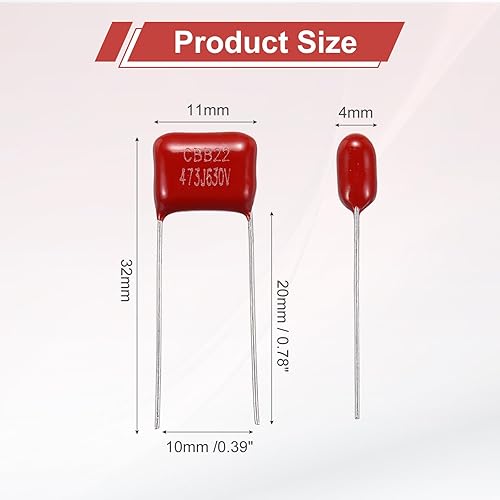 Miniatura 8 de uxcell CBB22 630V 104J 0.1uF 5% piezas eléctricas condensadores de película de polipropileno 120 pedazo