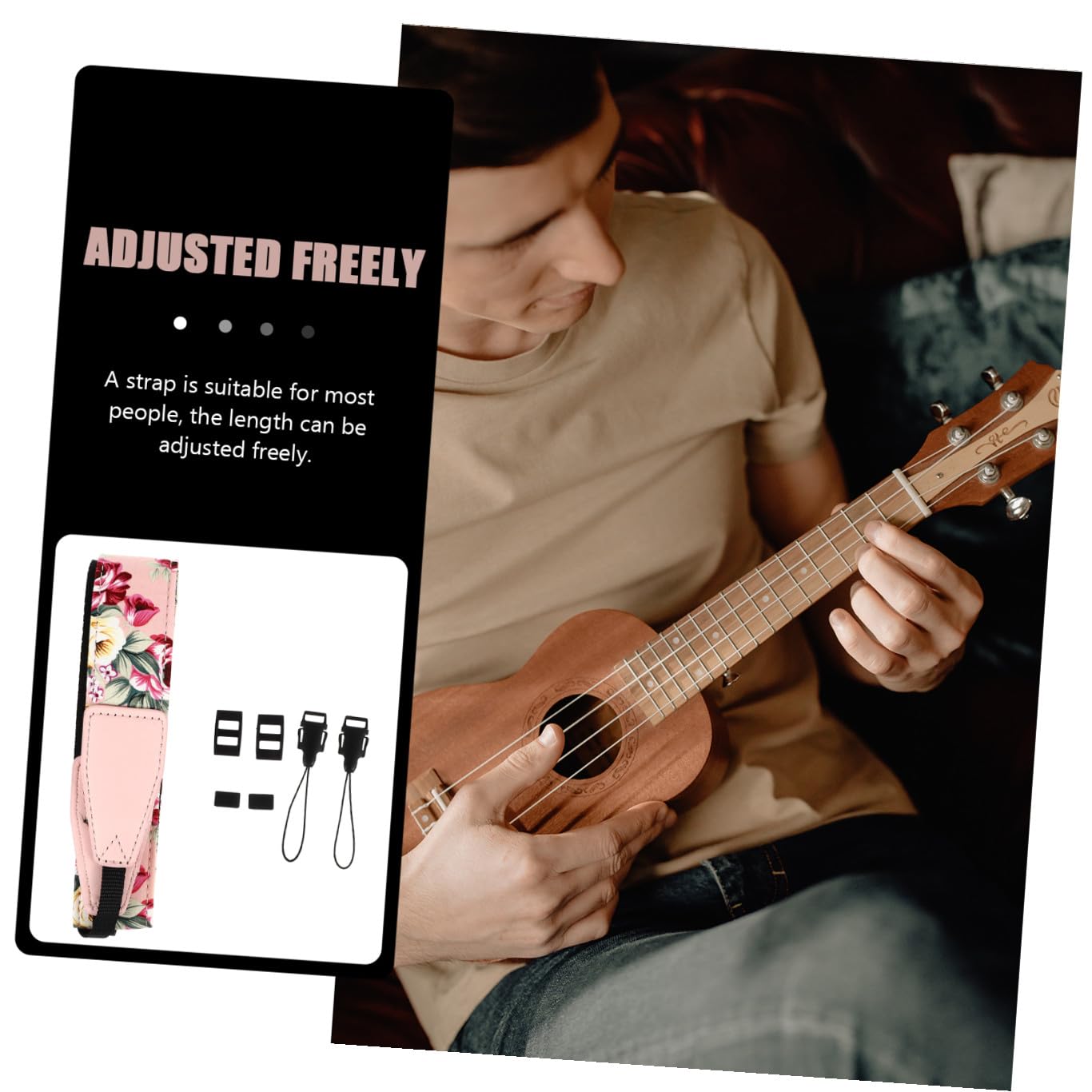 Verstellbarer Zufälliger Hawaii Nylon Ukulelengurt mit Ukulele Stil Belastbar Haken Robust für Auftritte und Jede Gelegenheit