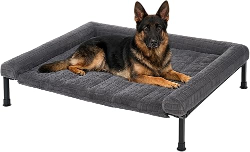 Veehoo Cama elevada para perros con alfombrilla extraíble y esponjosa, lavable y refrescante para mascotas con malla transpirable, sofá cama