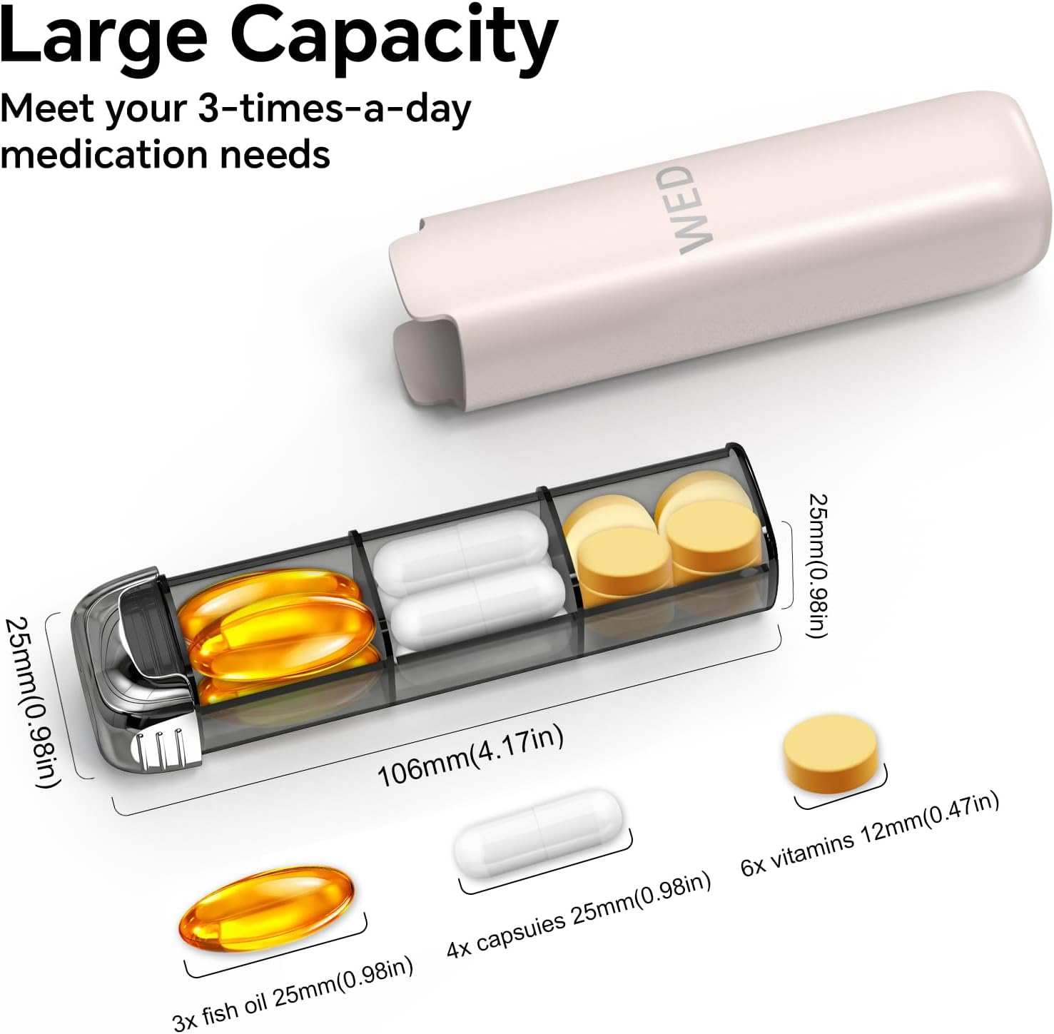 Pill Organizer 3X a Day for Women – Weekly Pill Organizer,Detachable Pill Box 7 Day,Travel Daily Pill Case Organizer,Vitamin Organizer& Supplement Organizer for Daily Meds & Supplements,Cute Pink - Image 3