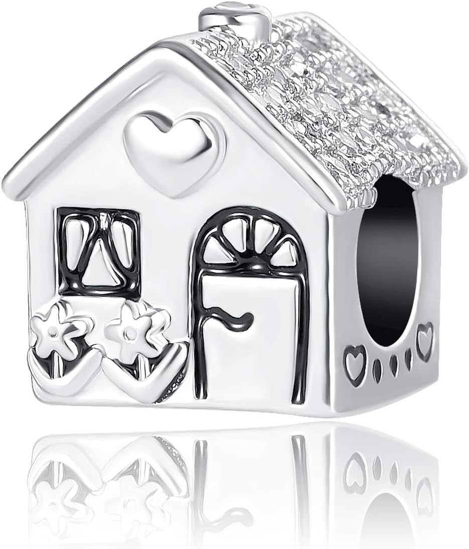YSAHanLove Family Puppy Footprints Charms Dangle Sweet House Home Bead Fit Pandora Bracelet Necklace for Daughter Sister Women Girls
