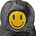 Stickeroonie Smile in Style Embroidered Smiley Face Faux Fur Baseball Cap - Trendy Women's Hat for a Fashionable Happy Face Furry Statement- Black