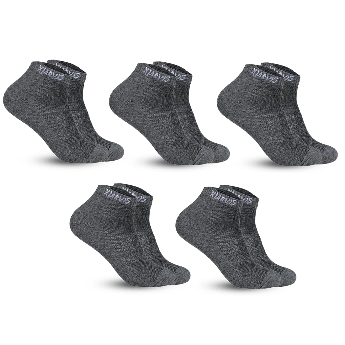 xjarvis Ankle Length Socks for Men & Women - Moisture-Wicking, Odor-Free, Breathable Cotton, Cushioned Half Terry Combo - Ideal for Sports, Gym & Formal Wear - Pack of 5 Pairs, Dark Grey Free Size-picture-33