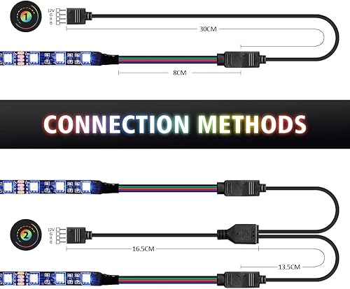 Miniatura 10 de Vrabocry Tira de luz LED RGB para PC, 1 tira LED RGB de 19.7 pulgadas para cabezales LED RGB de 12 V 4 pines para ASUS Aura Sync, Gigabyte RGB