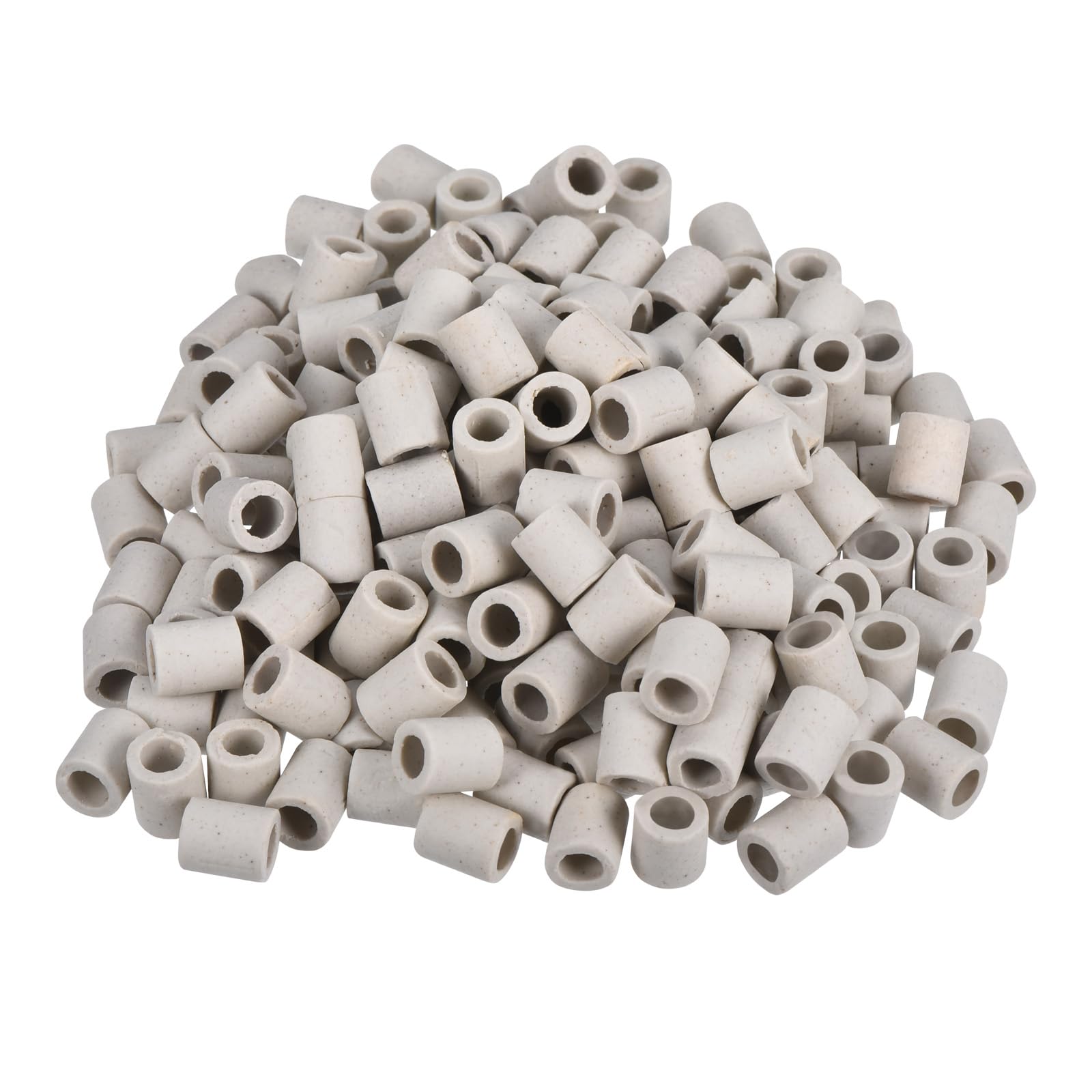 sourcing map Insulated Ceramic Tube 5x8x10mm Heat Insulation Ceramic Tubing for Electric Furnace Wire, Oven, Bundle Protection, Pack of 200