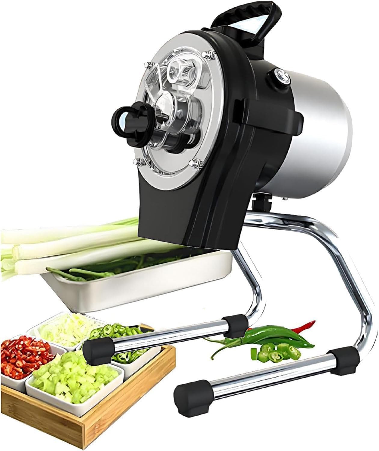 Cortador de verduras – Grosor ajustable de 1 a 5 mm, cortador eléctrico multifuncional para cortar y triturar versátiles