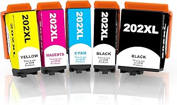 Skydo Ink Cartridge 202XL 202 XL Multipack Compatible with 202XL Replacement for Expression Premium XP-6000 XP-6005 XP-6100 XP-6105 XP-6001 XP6005 Printer (Pack of 5)