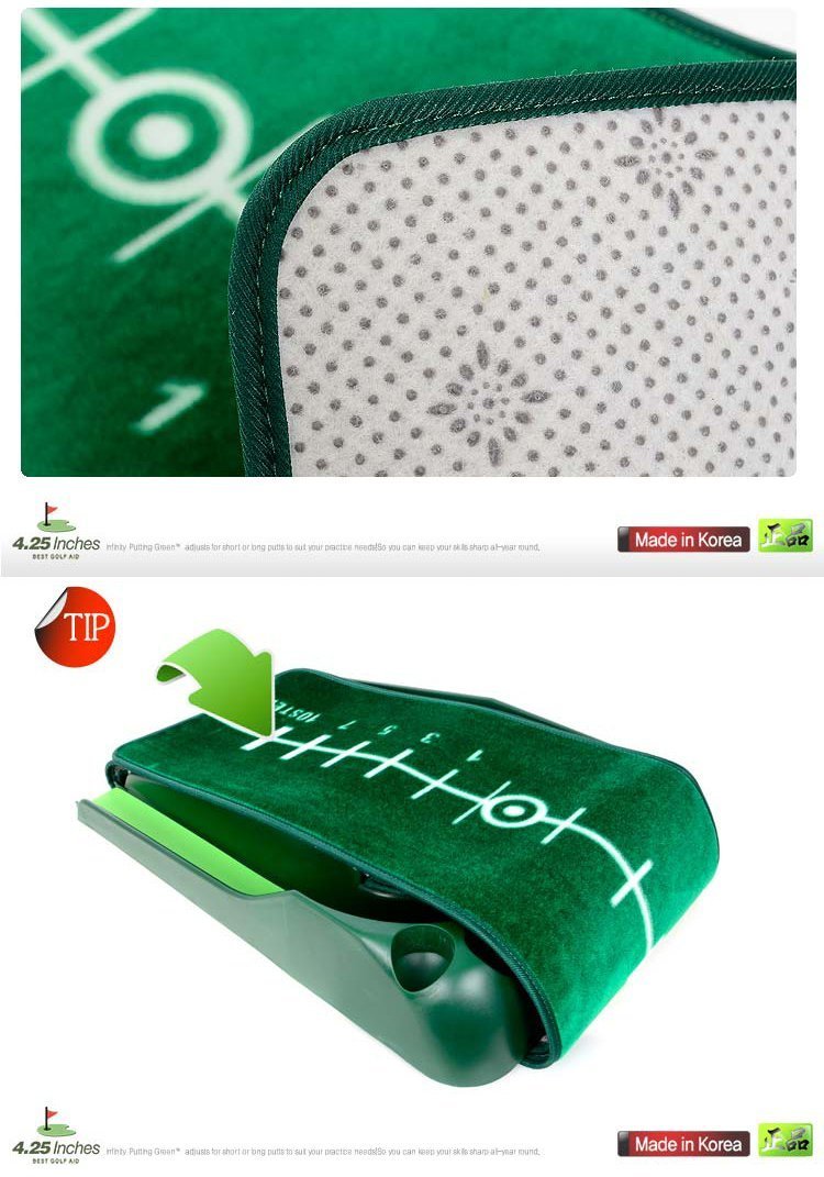 Puttingmatte Infinity mit integriertem Ballrücklauf und 2 Unterlegkeile