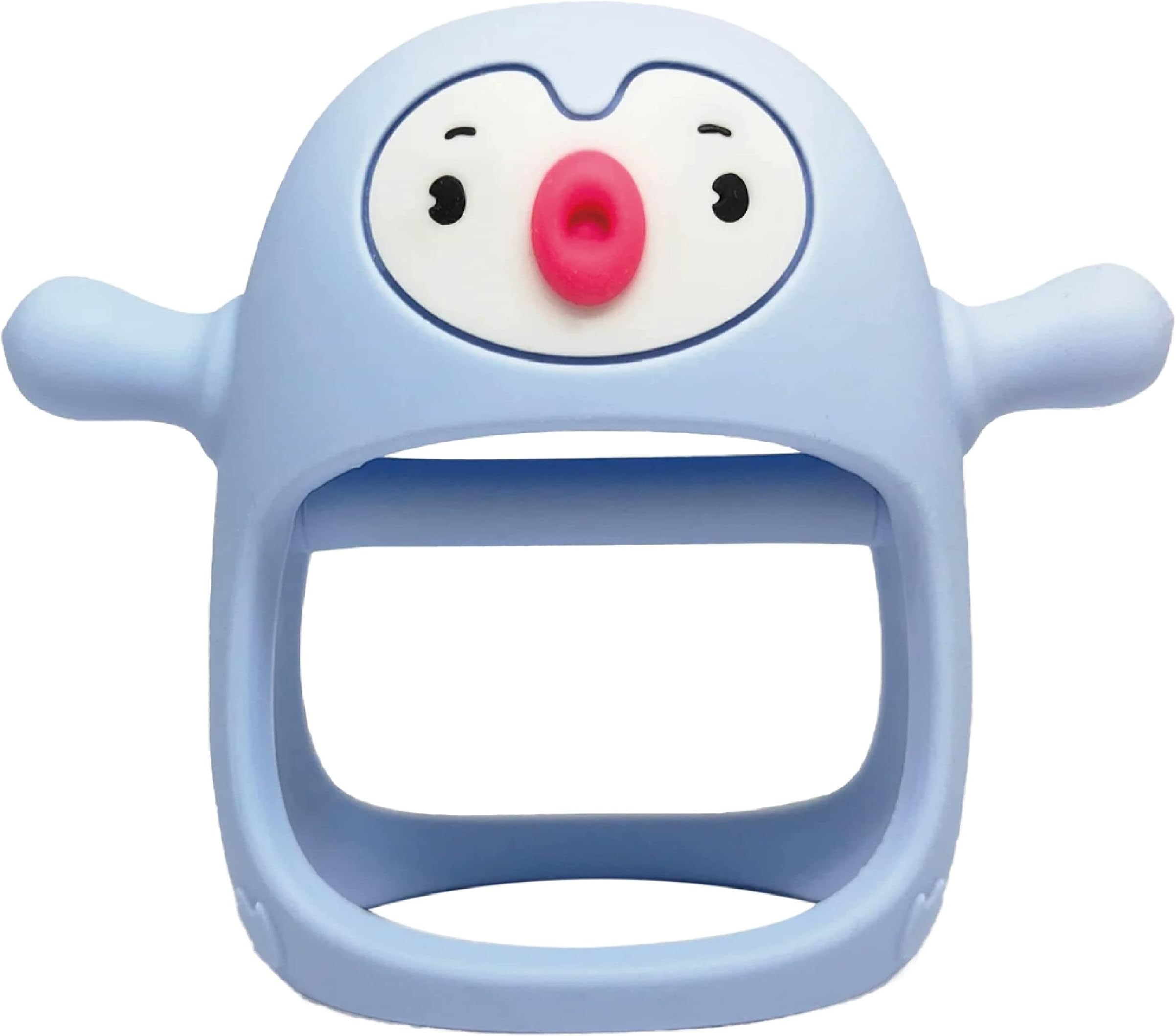 Smily Mia Penguin Buddy Never Drop Silicone Baby Teething Toy for 0-6month Infants, Baby Chew Toys for Sucking Needs, Hand Pacifier for Breast Feeding Babies, Car Seat Toy for New Born,Light Pink