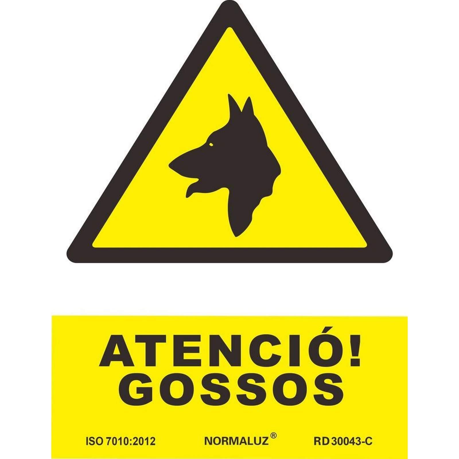 Normaluz RD30043-C - Senyals Atencio¡ Gossos PVC Glasspack 0.7mm 21x30cm with CTE, RIPCI