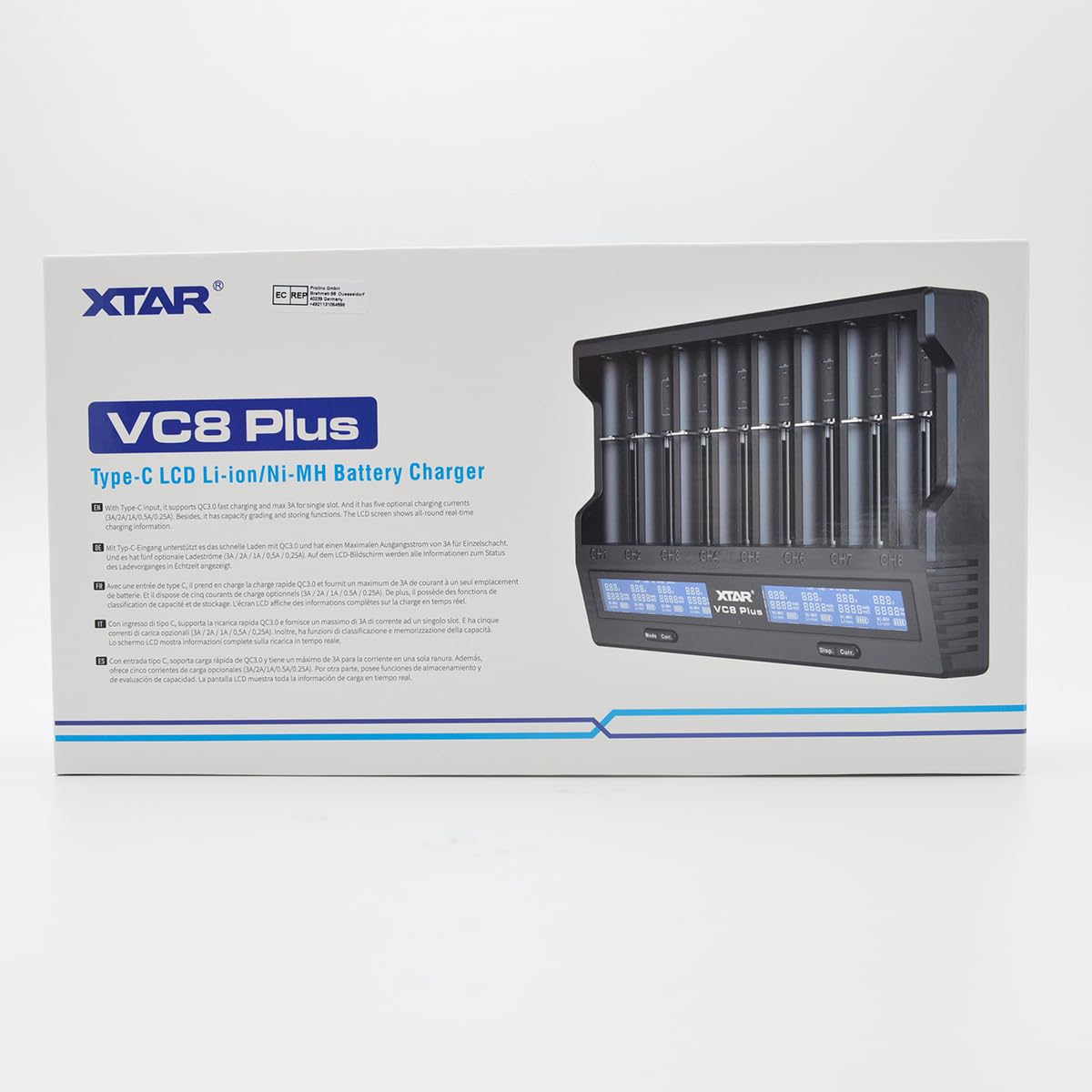 XTAR VC8 Plus 21700 Chargeur de batterie 1,2 V AAA AA 3,6 V Liion Chargeur de batterie Testez la capacité de la batterie (VC8 Plus Set)