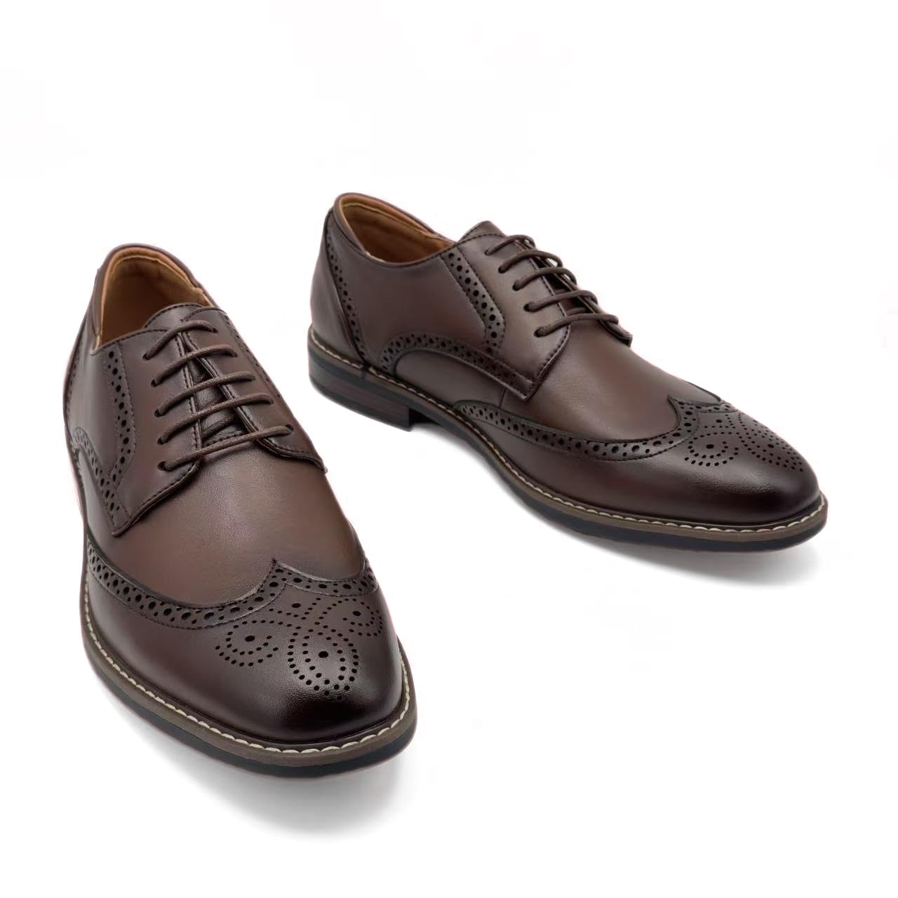 Finishing & Sewing Scarpe da uomo con punta ad ali stile classico brogue, scarpe stringate Oxford